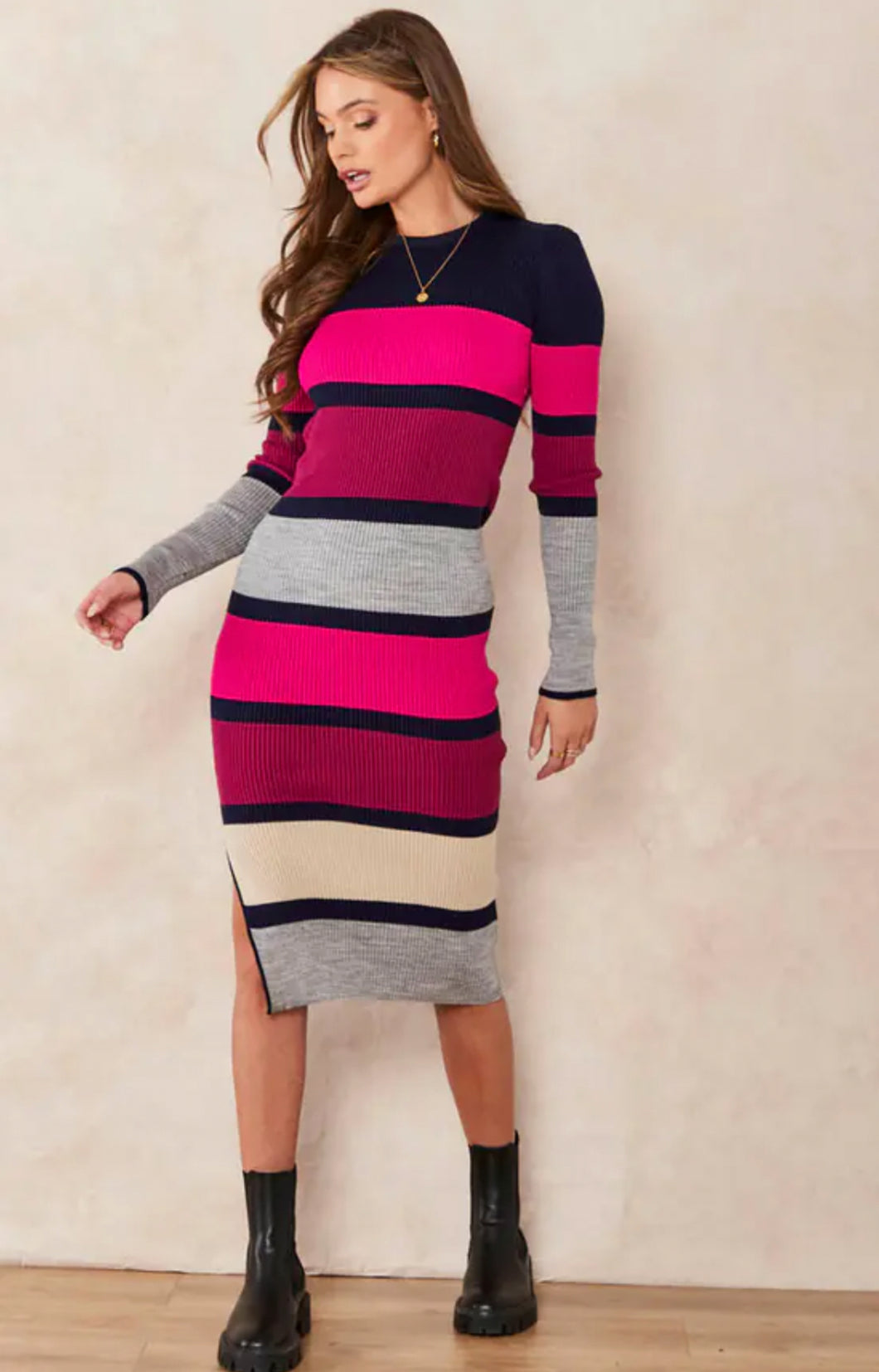 Colour Block Knitted Dress 38000