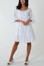 Load image into Gallery viewer, NOVA ROUND NECK BRODERIE TUNIC DRESS
